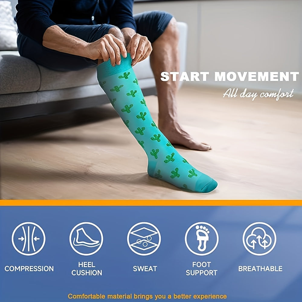 6 Pairs Copper Compression Socks Circulation 10-20 mmHg Knee High Socks