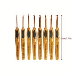 8pcs Plastic Handle Aluminum Crochet Hook Knitting Needles DIY Sewing Tools