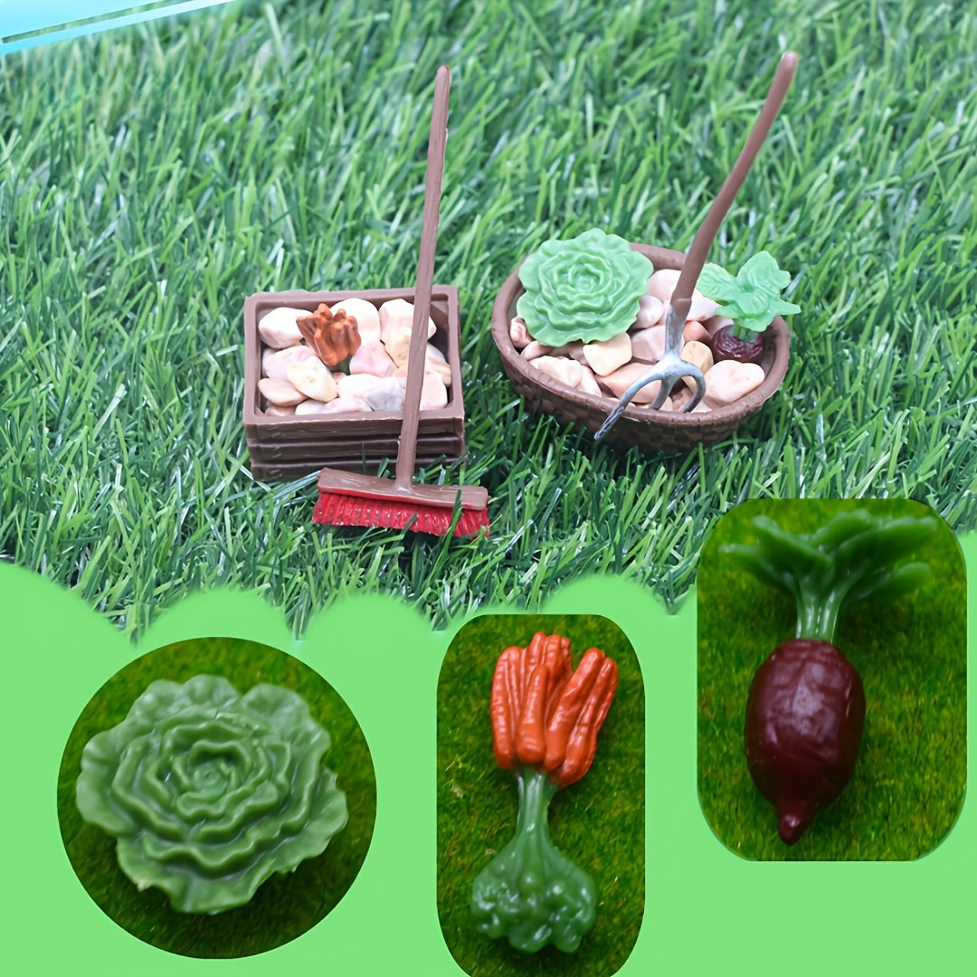 7pcs Garden Tool and Vegetable Set Micro Farm Ornaments