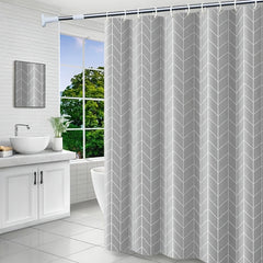 Waterproof Geometric Shower Curtain Metal Grommets Hooks Durable Polyester Bath