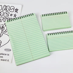 Green Flip Up Coil Notebook Tearable Horizontal Line Thick 50 Sheets
