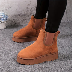 Women's Plush Inner Thermal Chelsea Boots Slip On Ankle Boots