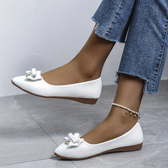 Women's Bowknot Flats Pointed Toe Slip On Shoes