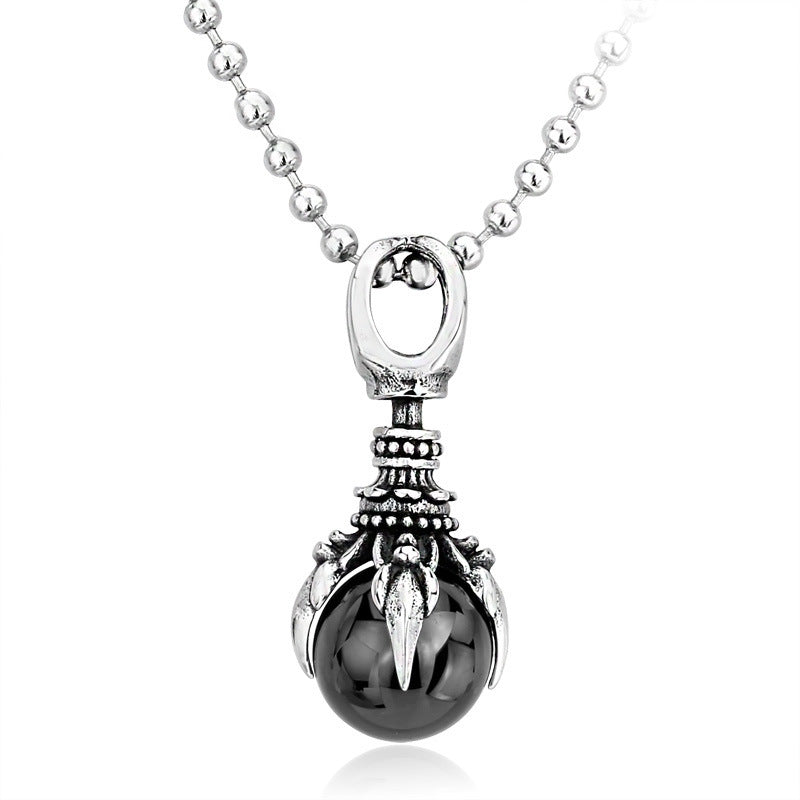 Dragon Claw Pendant Necklace Men's Gothic Red Stone Jewelry