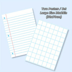 2pcs 20x28Inch Laminated Quadrille Grid Posters Sets