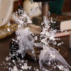 Crystal Beads Flower Veil Sweet Wedding Headwear With Clip Hair Accessories