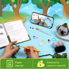Crochet Kit with Manual - Beginner Yarn Set - DIY Cartoon Doll