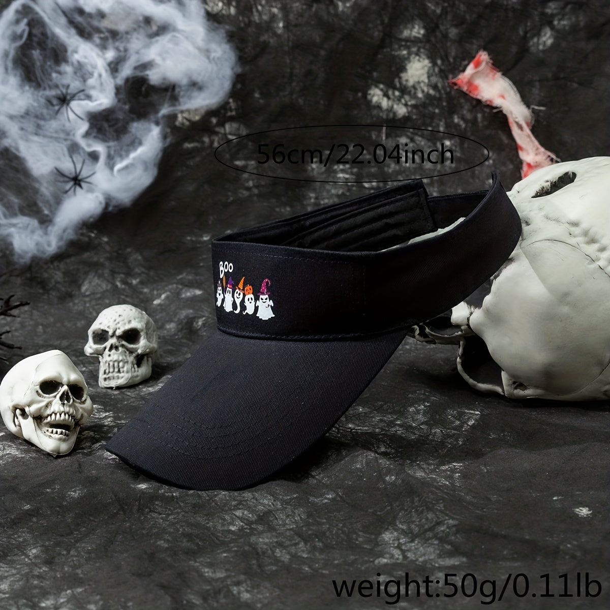 Funny Halloween Ghost Pumpkin Boo Print Visor Hat Lightweight Sun Cap