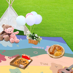 Colorful Bear Printed Picnic Blanket Waterproof Lightweight Mat