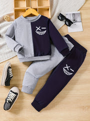 Toddler Boys Block Pullover Sweatshirt Pants Set