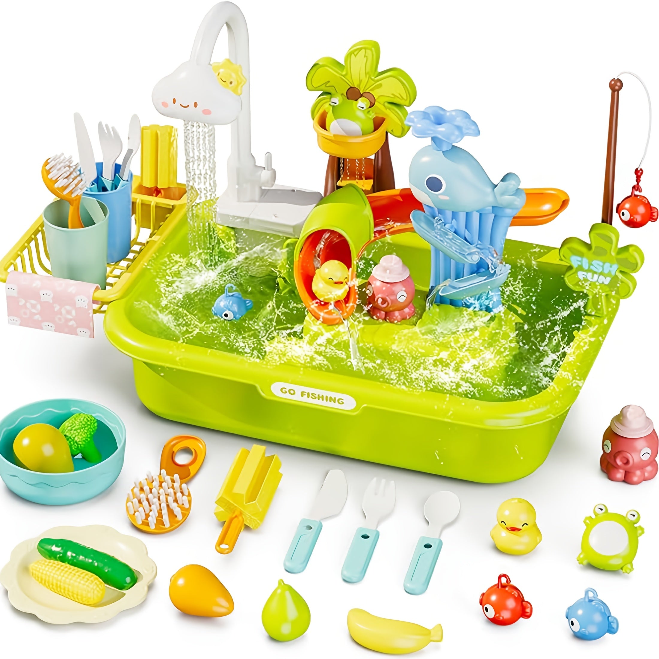 Kids Fishing Toy Sandbox Water Table Toy for Pretend Play
