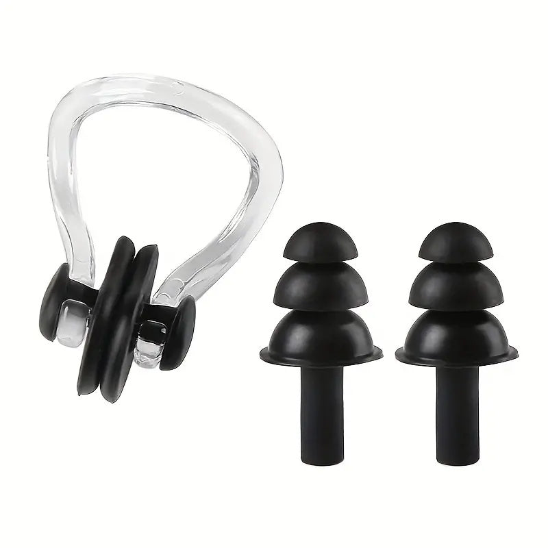 Waterproof Swimming Earplugs and Nose Clip Set for Kids and Adults