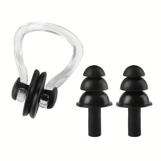 Waterproof Swimming Earplugs and Nose Clip Set for Kids and Adults
