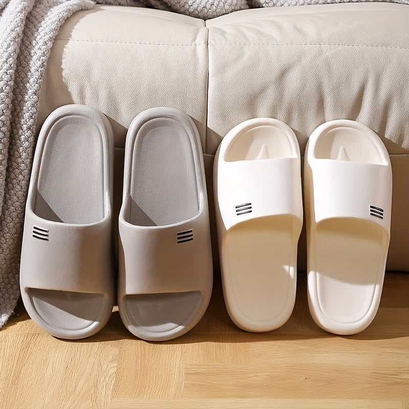 Women's Striped Soft Sole Pillow Slides Non-slip Bathroom Shoes