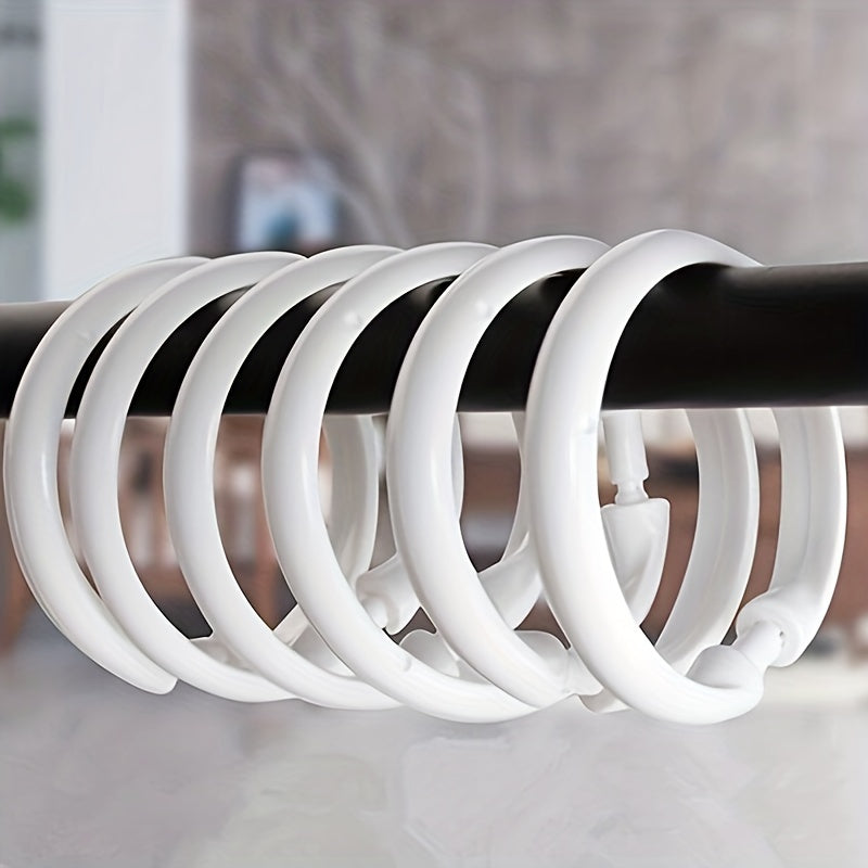 12pcs Durable Plastic Shower Curtain Rings Transparent Bathroom Accessory