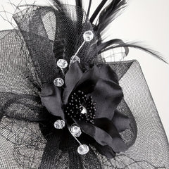 Mesh Flower Feather Fascinator Headpiece Tea Party Wedding Hat with Headband