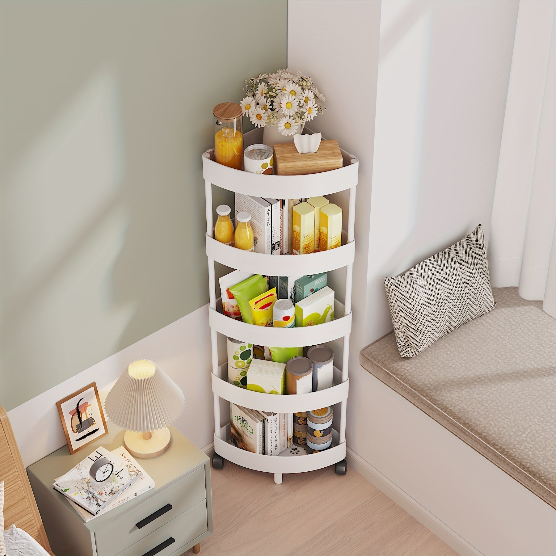 Multipurpose Kitchen Corner Shelves Storage Rack For Fruits Drinks Snacks