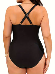 Lace Up V Neck Backless One Piece Swimsuit
