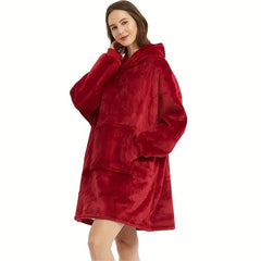 Unisex Wearable Blanket Fleece Plush Hooded Casual Comfortable Blanket