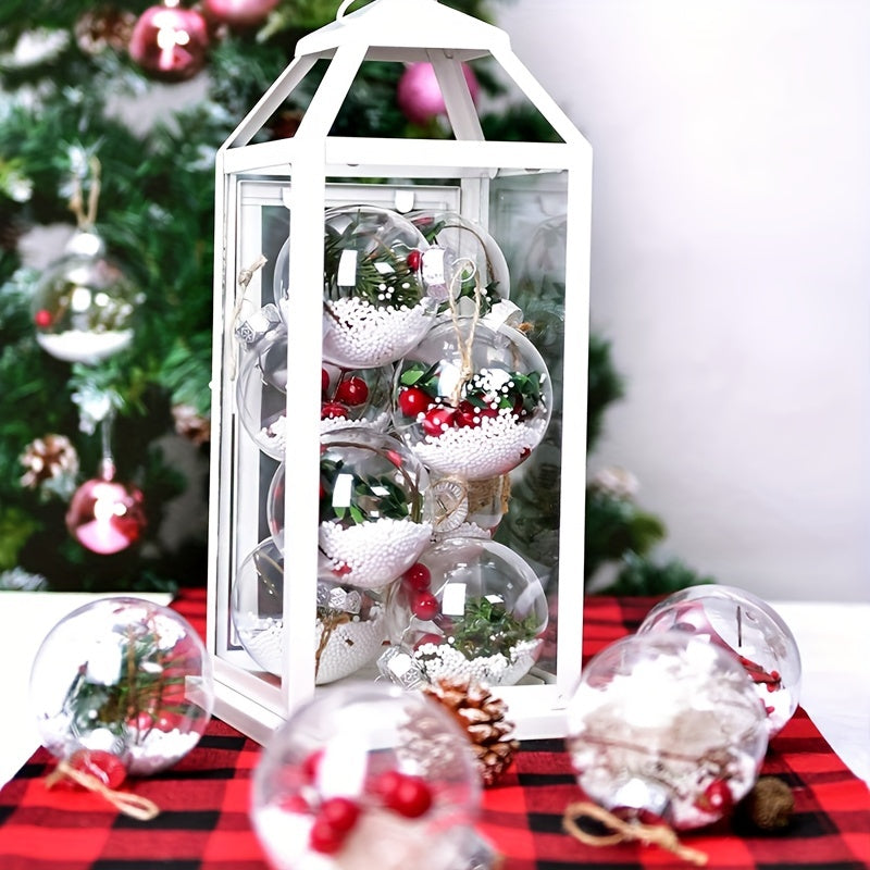 12pcs Transparent Christmas Ball Pendants Tree Hanging Decoration