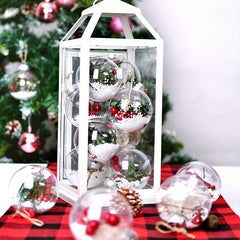 12pcs Transparent Christmas Ball Pendants Tree Hanging Decoration