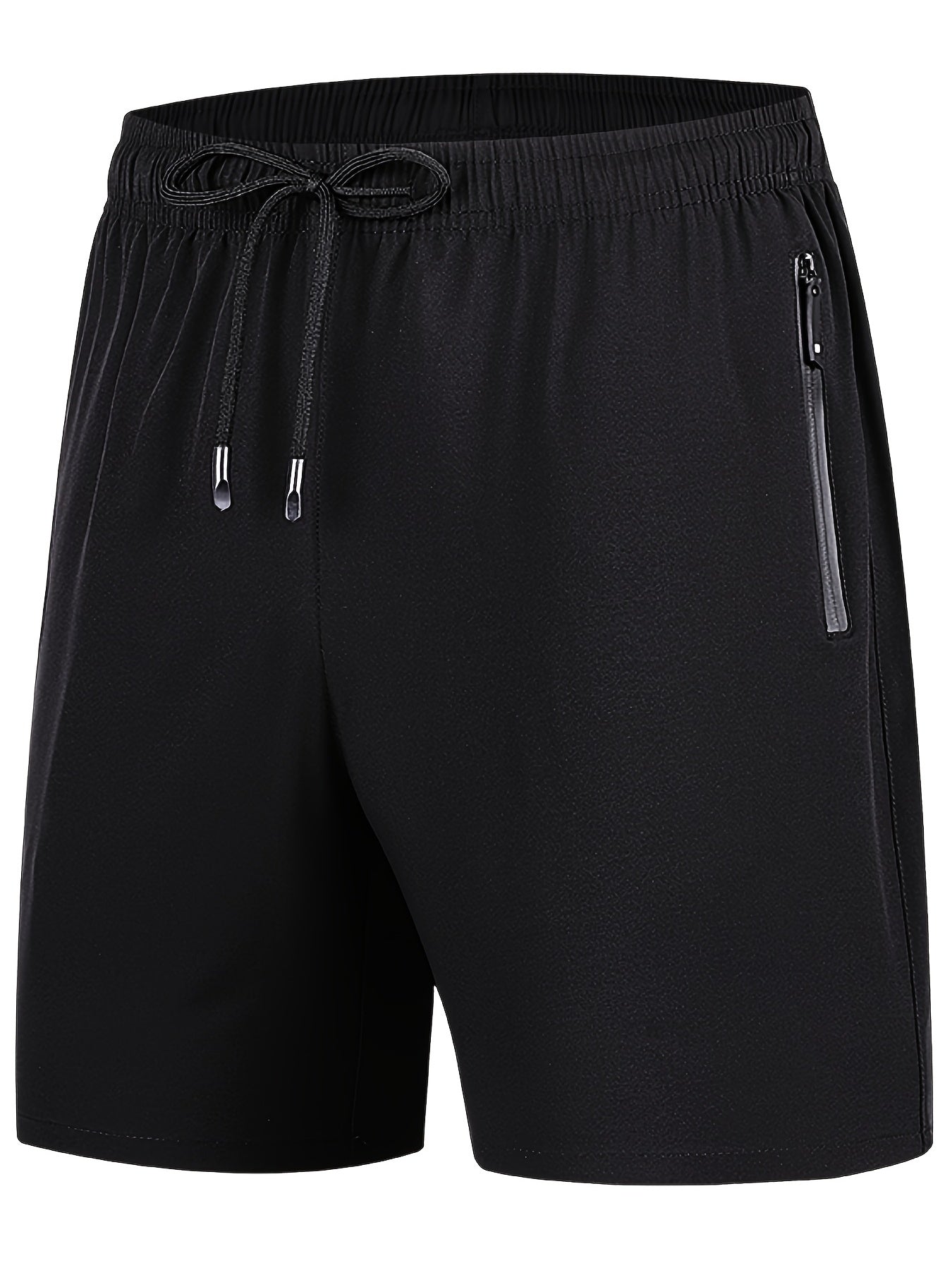 Quick Drying Zipper Pockets Shorts Men's Casual Solid Slightly Stretch Shorts