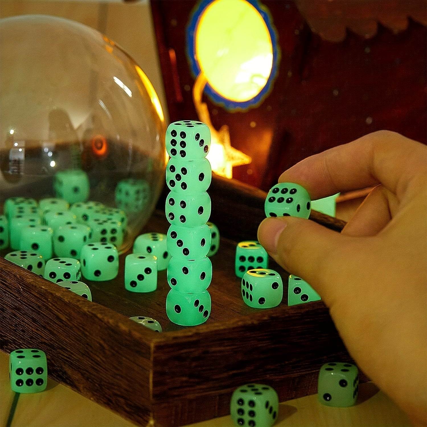 Luminous 16mm Circular Dot Dice for Nightclubs Bars KTVs