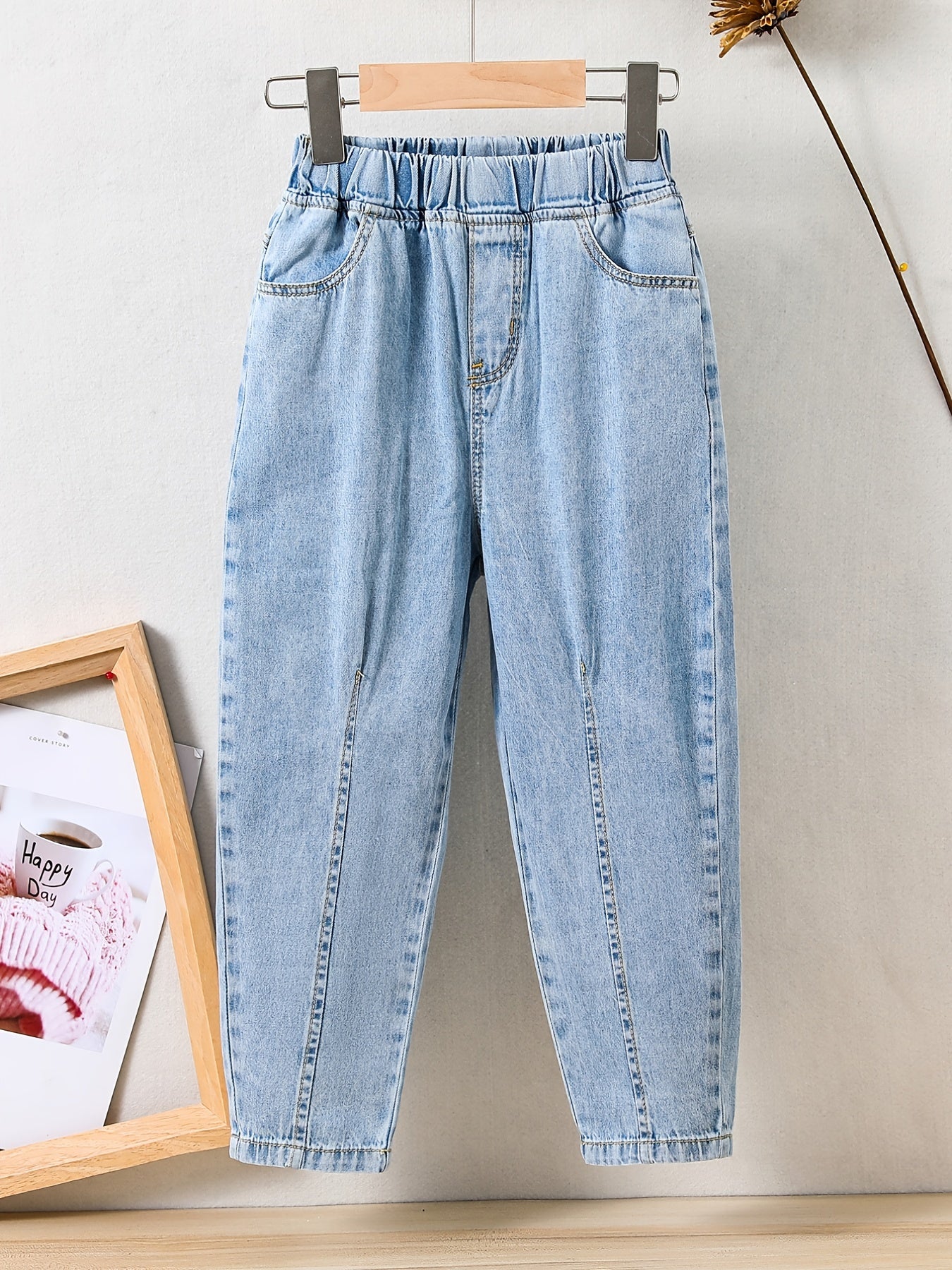 Girls' Casual Jeans with Pleated Details