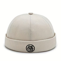 Character Embroidery Unisex Beanie Hip Hop Skull Hat Solid Docker Cap