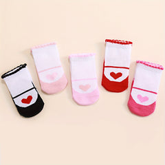 5 Pairs Baby Love Pattern Socks for Toddlers 0-12 Months