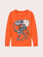 2pcs Dinosaur Skeleton Halloween Pajamas Set Long Sleeve Top & Pants