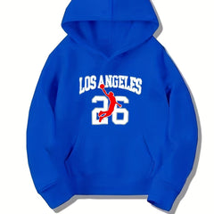 LOS ANGELES Letter Print Boys Hooded Sweatshirt