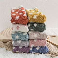 Polka Dot Fuzzy Socks Warm Mid Tube Women's Stockings