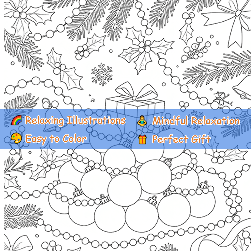 Christmas Adult Coloring Book Santa Reindeer Snowman & Holiday Scenes
