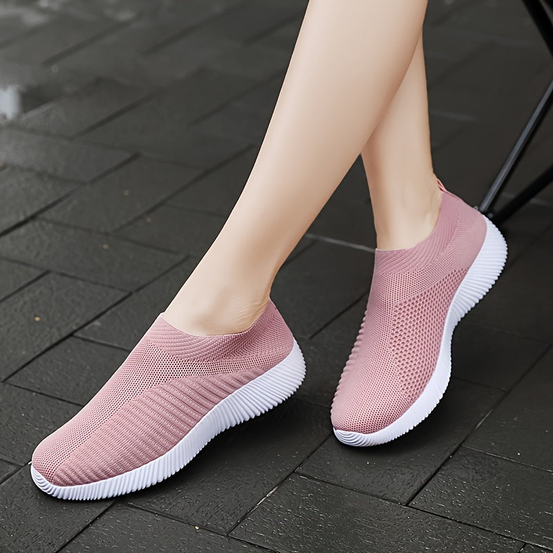 Women's Knit Slip-on Walking Shoes for Outdoor Casual Sneakers