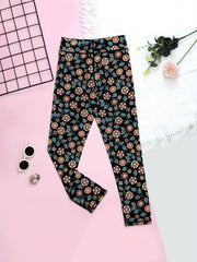 Toddler Girls Tropical Flowers Leopard Leggings Elastic High Waist