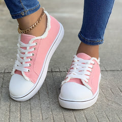 Women's Low Top Canvas Shoes Casual Pink Sneakers