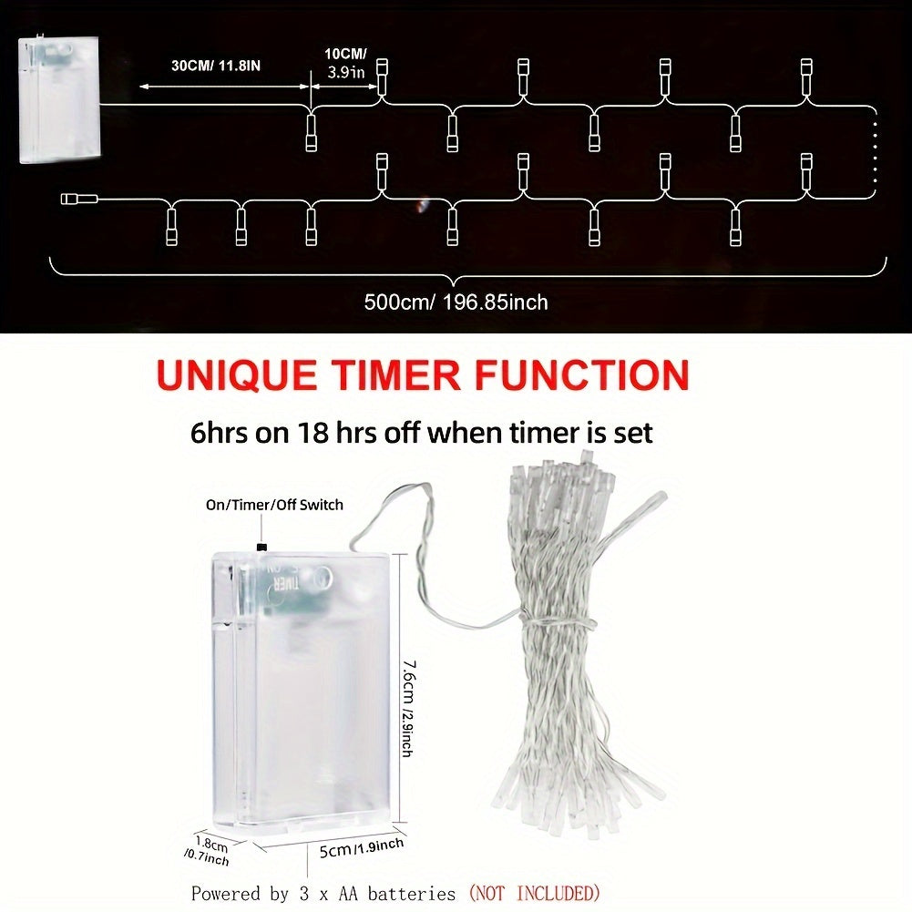 5M 50 LEDs Fairy Lights Operated String Lights With Timer