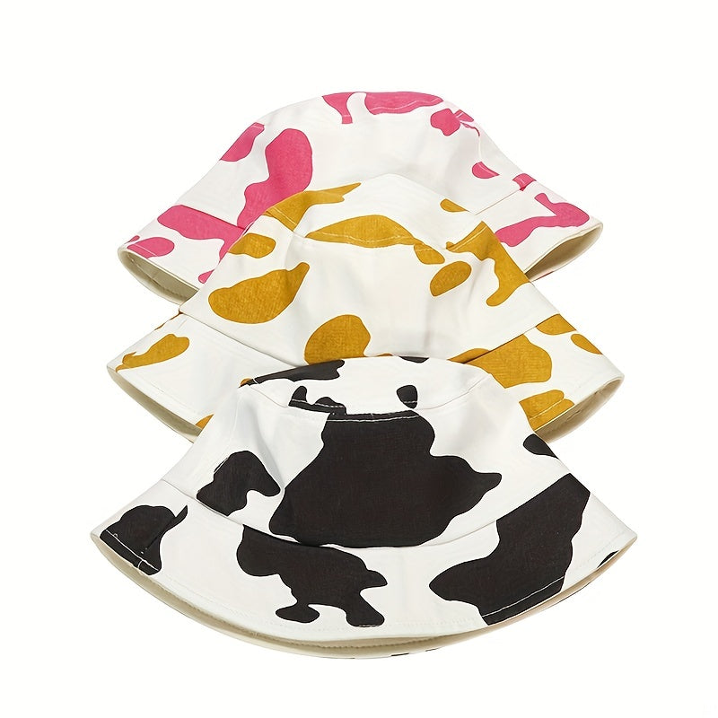 Cow Pattern Cartoon Bucket Hat Lightweight Sunscreen Travel Beach Hats