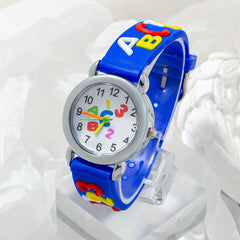 Teen Letter Number Print Round Dial Quartz Watch For Gift Daily Life