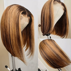 Brazilian Short Bob Wigs 13x4 Lace Front Human Hair Pre Plucked