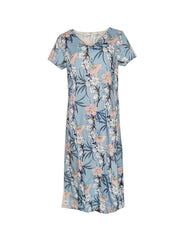Floral Split Crew Neck Maxi Dress Short Sleeve
