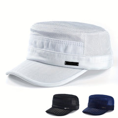 Breathable Mesh Army Cap Unisex Casual Flat Top Cadet Hat