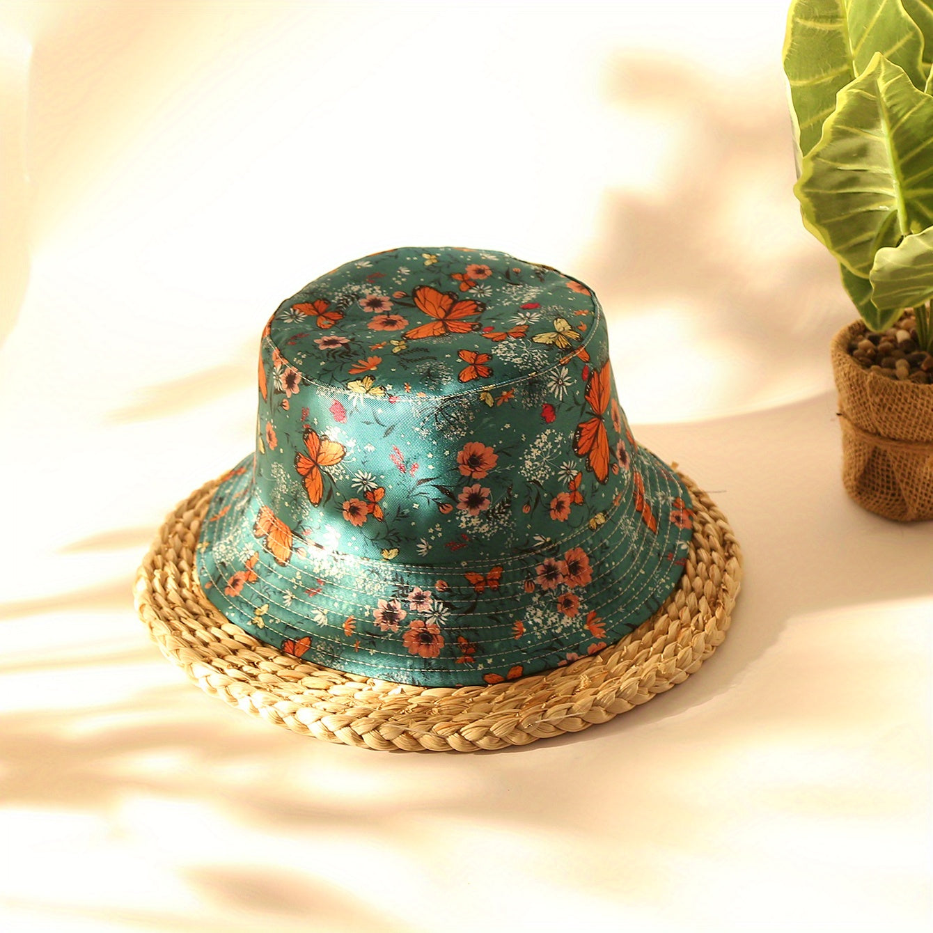 Butterfly Flower Bucket Hat for Sun Protection