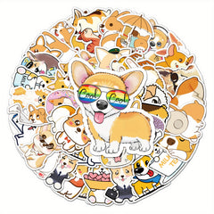 50pcs Corgi Waterproof Stickers for Water Bottles Laptop Phone Travel