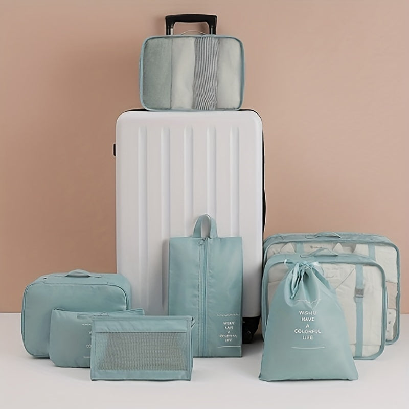 8 Pcs Solid Travel Luggage Bags Multifunctional Storage Bag Sets