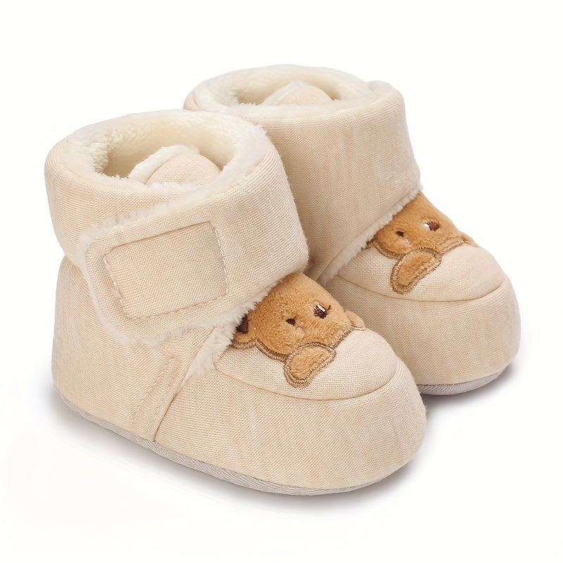 Baby Boys Cartoon Fleece Boots, Soft & Warm Indoor Walking Shoes