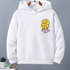Boys Flower Print Hooded Sweatshirt for Spring Fall