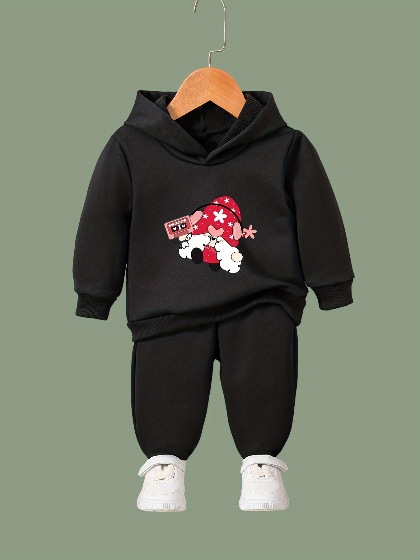 OERYUI 2pcs Santa Gnome Print Hoodies Pants Set For Girls Boys