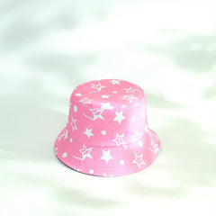 Pentagram Print Reversible Bucket Hat Solid Cartoon Basin Hat Lightweight Sunscr